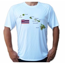 Hawaii Islands Flag Map Sport Boat UPF 50 T-Shirt UV Protection Fishing Water