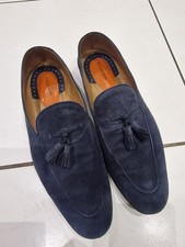 Magnanni Men’s Tassel Loafers – Navy Blue Suede Slip-On Dress Shoes Size 43 (9)