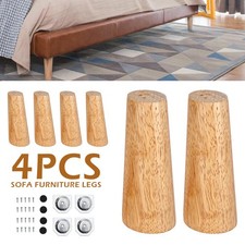 4X Wooden Angled Furniture Legs 10° Inclined Tapered Feet for Sofa Stool Cabinet