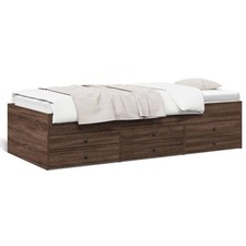 Daybed 6-Drawer Brown Oak Engineered Wood 75x190 cm Trundle Guest Bed Storage UK