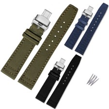 New Nylon Fabric Leather Watch Band Bracelet Strap Deployment Clasp Replacement