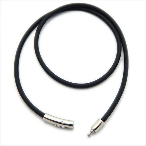 Black leather cord chain - black,