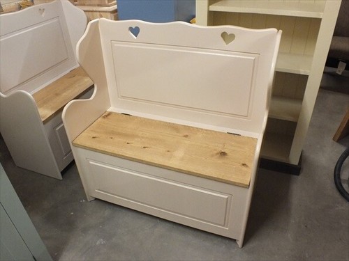 Painted hearts monks bench - painted, bench-