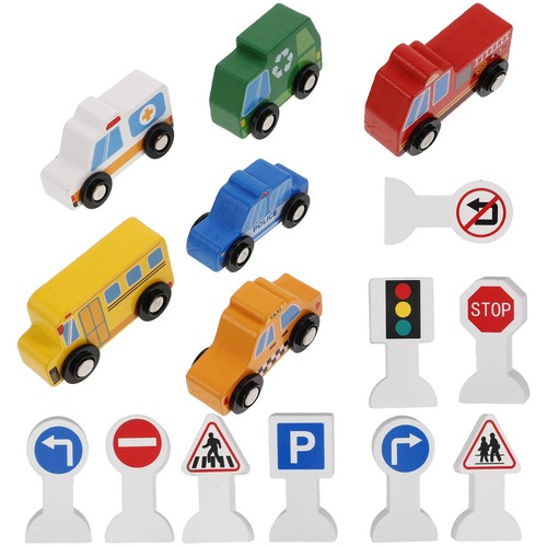 Wood car with traffic sign - traffic,