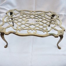 Large English Vintage Brass Fireside Trivet/Footman Stand 