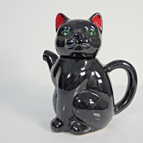 Tea pot black cat - black, eyes