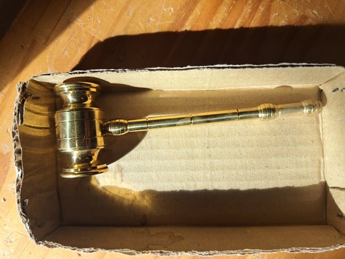 Vintage solid brass gavel desk - solid,
