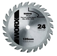 WORX WA5046 WORXSAW 120mm 24T TCT Compact Circular Saw Blade Wood Cutting Blade