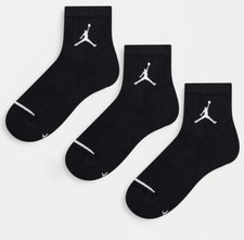 Nike Jordan Jumpman Logo Ankle Socks 3 Pack Black LARGE 8-11 OFFICIAL