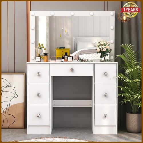 White modern dressing table - white,