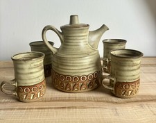 Tremar Vintage Studio Pottery Cornish Tea Set With Four Mugs Handmade