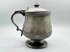 ANTIQUE PEWTER LIDDED TANKARD MUG HAND FORGED EARLY STYLE PUB ALE STEIN