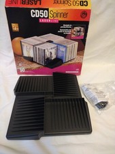 CD Spinner Rack 32cm Rotating Countertop Storage Vintage Laserline 50 CD USA