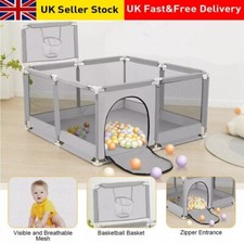 Baby Playpen Portable Child Safety Yard Activity Center with Basketball Hoop