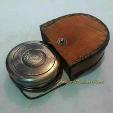 Maritime Brass Stanley London 1885 Compass with Leather Box Gift Item