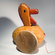 Anthroposophic Wooden Toy Duck Pull Toy Antique / Vintage