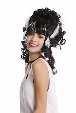 Wig Ladies Halloween Frankenstein Beehive Pinned Up Black White Strands