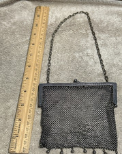 Antique Art Nouveau Silver Plated Chain Mail Mesh Purse