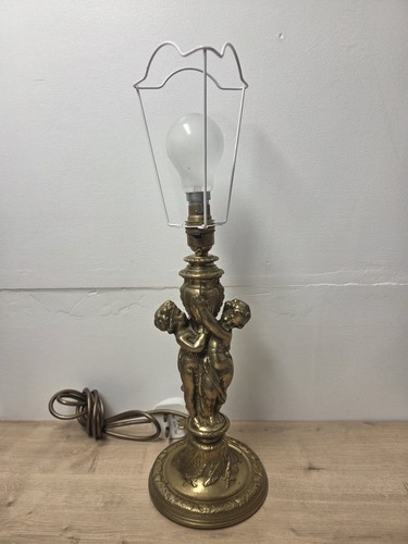 Vintage brass cherub lamp - vintage,