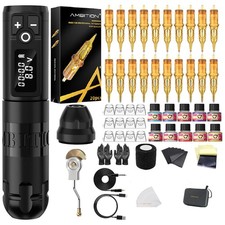 Wireless Rotary Tattoo Pen Machine Complete Kit 20pcs Needles Set For Beginner 