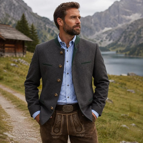 Bavarian trachten jacket men - bavarian,