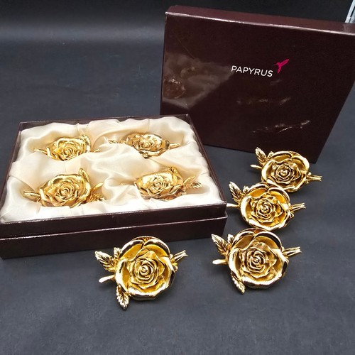 Gold rose place card - gold, holders