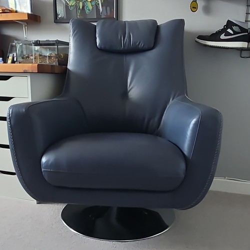 Blue leather swivel accent - swivel,