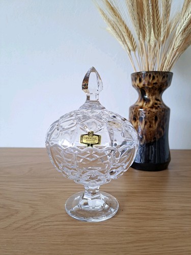 Crystal cut glass bonbon jar - cut,