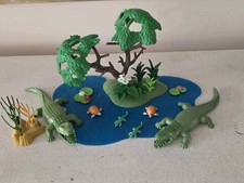 Playmobil 3229 Zoo Safari Crocodile Aligater Swamp Enclosure Tortoise lake Plant