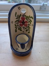 Vintage Talavera Ceramic Wall Candle Holder Hand Painted Floral Design Mexico