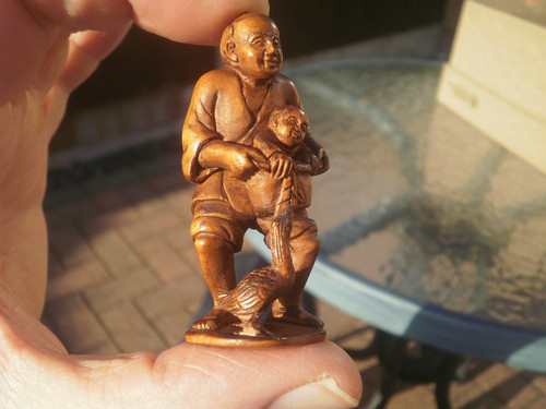 Hand carved wood netsuke - hand,