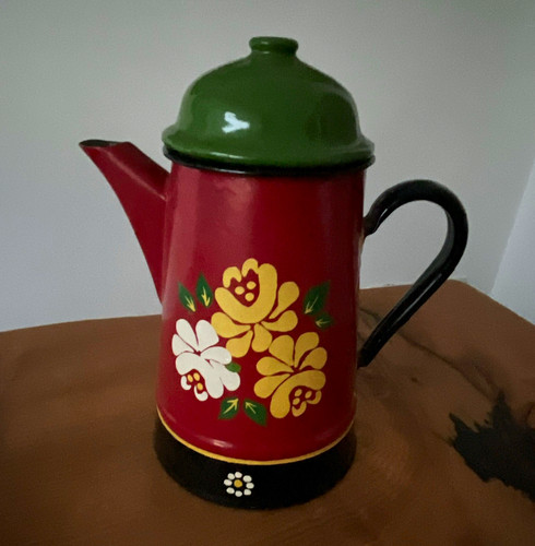Decorative enamel coffee pot - decorative,
