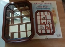 Decorative Curio Display Cabinet, Wooden w/ Glass Door & Mirrored Back ... New