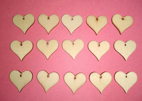 Pack 2cm wooden heart - 20,