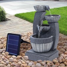 Solar Garden Water Feature Fountain Decoration 4 Tier Bowl LED Outdoor Indoor
