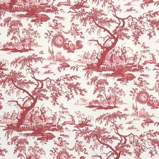 Cherubs Toile Red on White