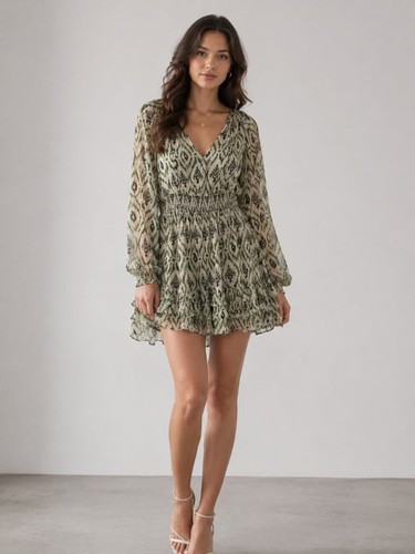 Zara cream green ikat print - zara,