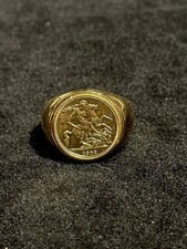 George & Dragon Gold-Plated Half Sovereign Ring – Classic British Coin Design