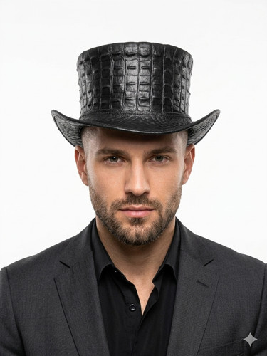 Black crocodile embossed - black, crocodile-embossed