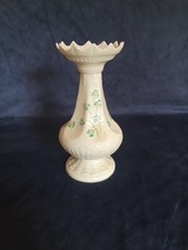 8" Belleek Parian China Shamrock Design Vase.  7th mark - Gold