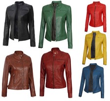 Womens Cafe Racer Leather Jacket Retro Biker Style Vintage Design Trendy Fashion