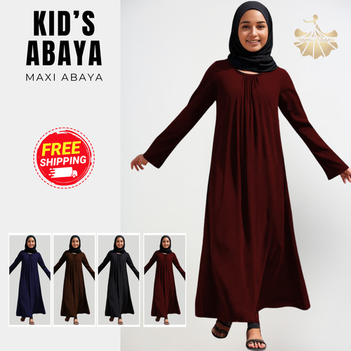 Girls plain abaya - abaya, long