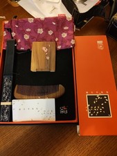 wooden comb and mirror set 