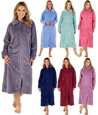 Slenderella Waffle Zip Robe Luxury Fleece Long Sleeve Dressing Gown Bathrobe