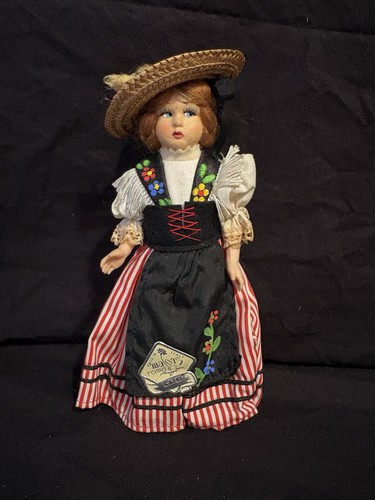 Vintage italian felt face doll - italian,