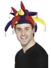 Adult Jester Hat & Bells Multi Coloured Circus Unisex Fancy Dress Accessory