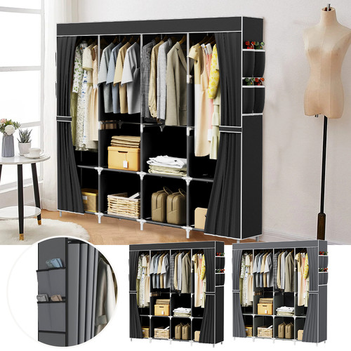Large fabric canvas wardrobe - canvas,