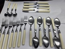 Guy Degrenne Inox France Ivory Handled Complete Set Of 7 + 3 Spoons