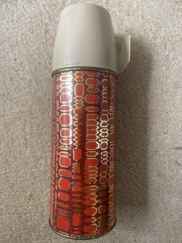 Vintage metal travel thermos - vintage,