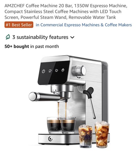 Amzchef coffee machine - 20, bar